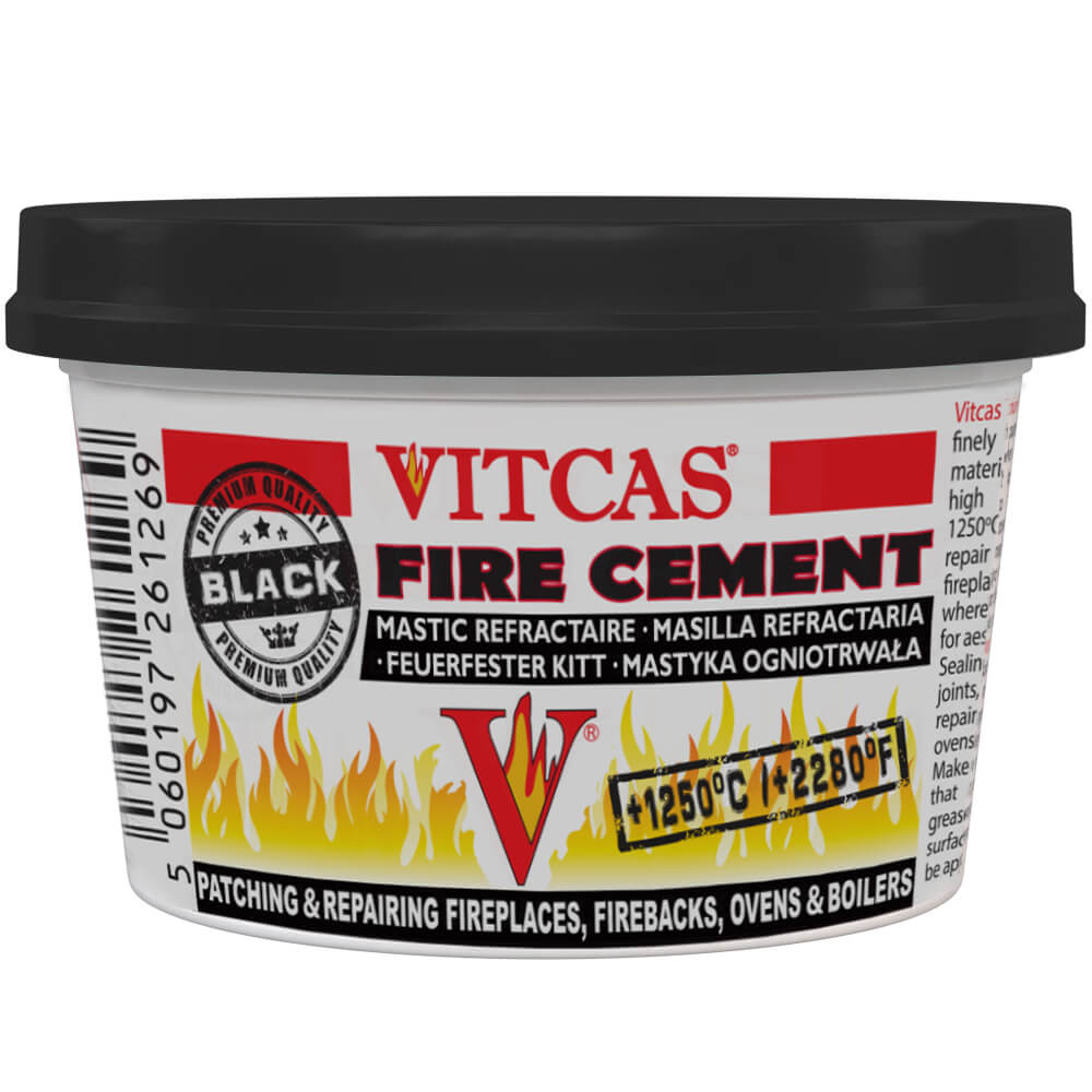BLACK Fire Cement: uses and limitations Packaging of BLACK Fire Cement Vitcas refractory black cement