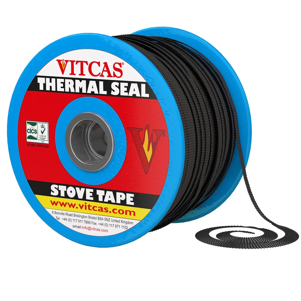Replacing a Stove Glass Gasket: A Practical Guide Black flat sealing tape made of fiberglass Vitcas